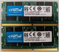 Crucial 32GB (2 x 16GB) PC4-19200 (DDR4-2400) Laptop Memory