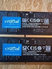 Crucial 64GB DDR5 4800MHz 2x32GB Laptop RAM SODIMM CT32G48C40S5