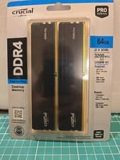 Crucial Pro 64GB (2x32GB) DDR4-3200 Desktop RAM UDIMM CL22 Black Kit
