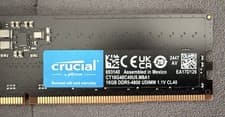 Crucial 16GB DDR5 4800MHz PC5-38400 CL40 Desktop RAM CT16G48C40U5