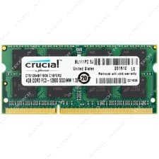 Crucial 4GB DDR3 1600MHz PC3-12800 2Rx8 SODIMM Laptop Memory RAM (CT51264BF160B)