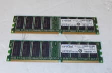 Lot Of 2 Crucial Memory Module 1GB 184-Pin UNBUFF DIMM 128MX6 CT12864Z40B. K16TY