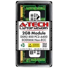 Crucial CT25664AC800 A-Tech Equivalent 2GB DDR2 800Mhz SODIMM Laptop Memory RAM