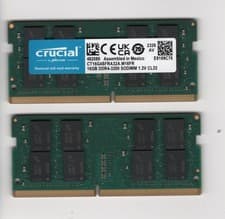 Crucial 32GB 2x16GB DDR4-3200 SODIMM Laptop RAM CT16G4SFRA32A TESTED