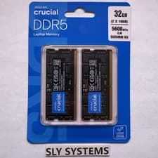 Crucial 32GB 2x16GB PC5-44800 Factory Sealed Laptop Memory RAM (CT2K16G56C46S5)