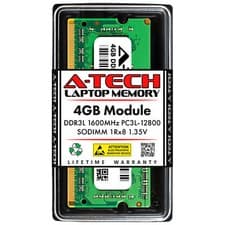 Kingston KVR16LS11/4 A-Tech Equivalent 4GB DDR3L 1600 SODIMM Laptop Memory RAM