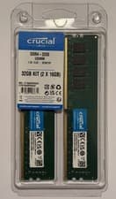Crucial 32GB DDR4-3200 UDIMM Desktop Memory CL22 1.2V CT16G4DFRA32A 2x16GB Kit